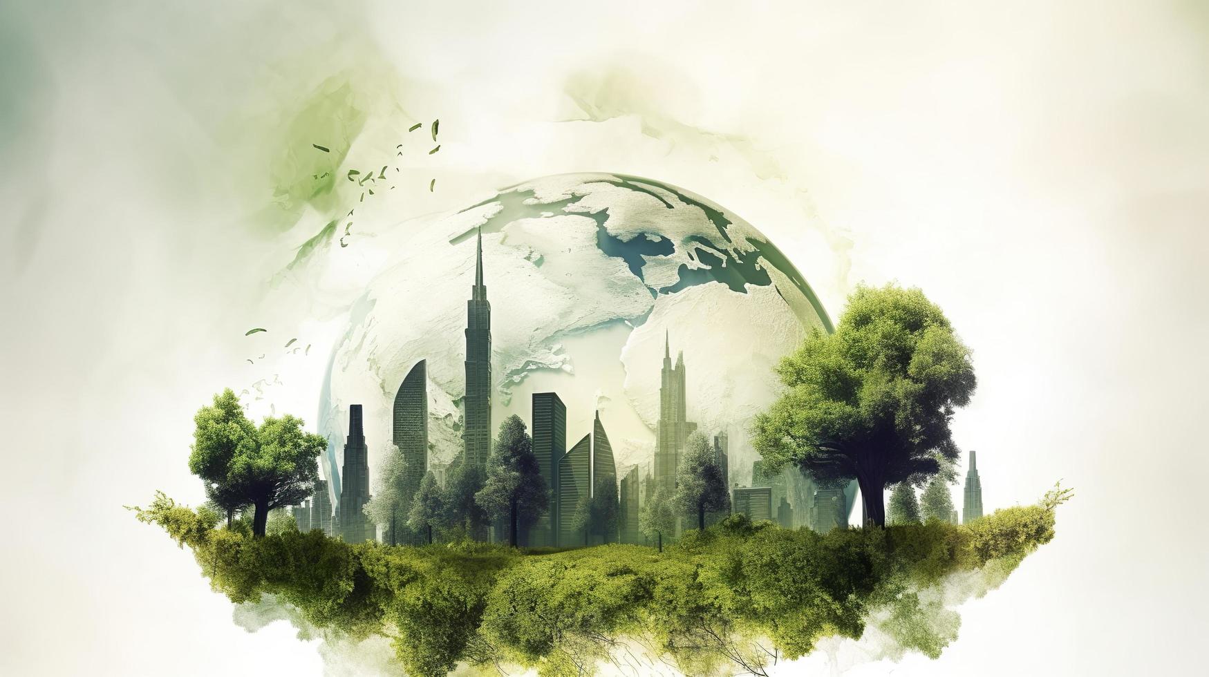Photo illustration of environmentally friendly and ecology concept, generat ai