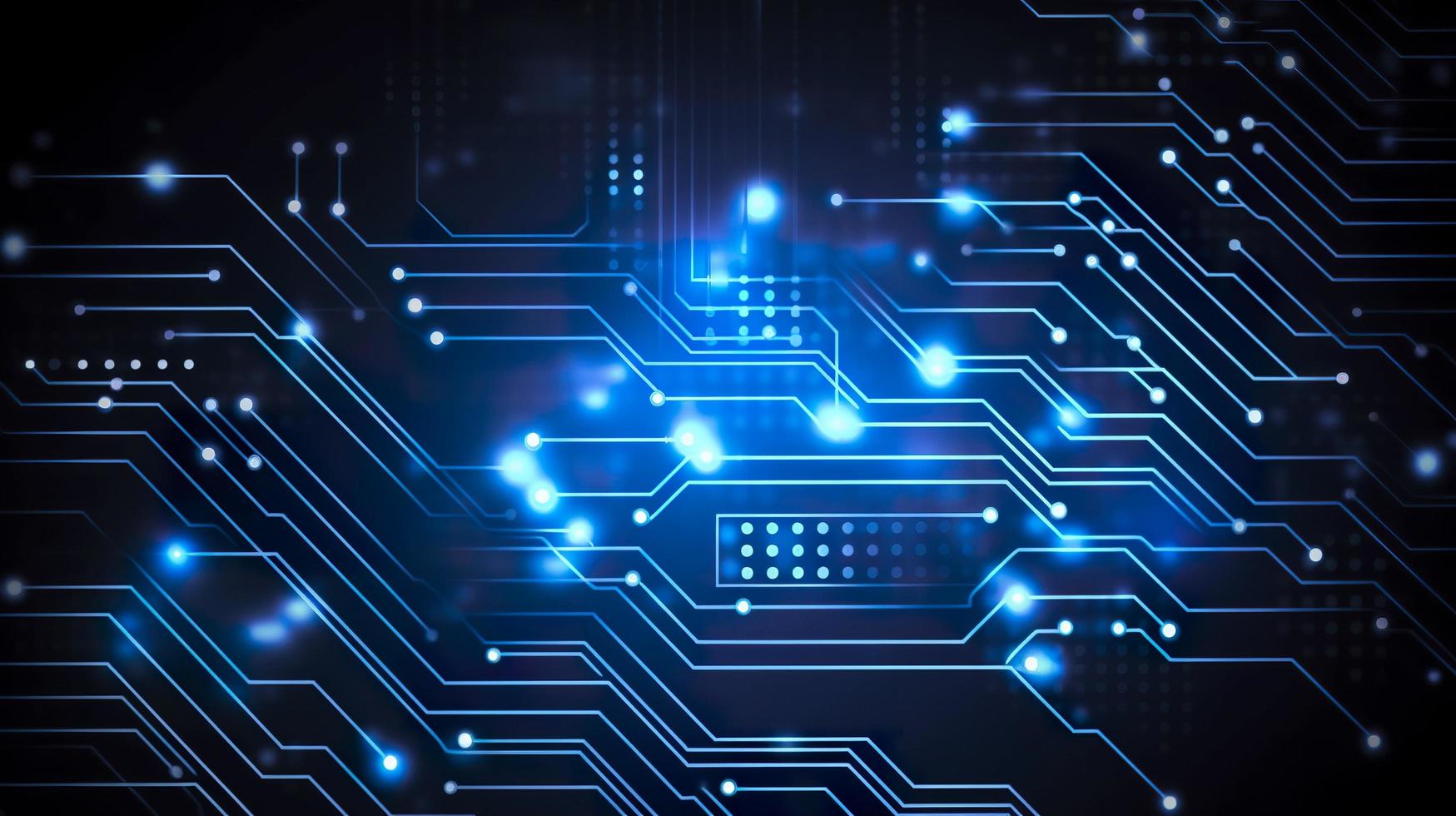 Circuit technology background with hi-tech digital data connection system and computer electronic design, generat ai photo