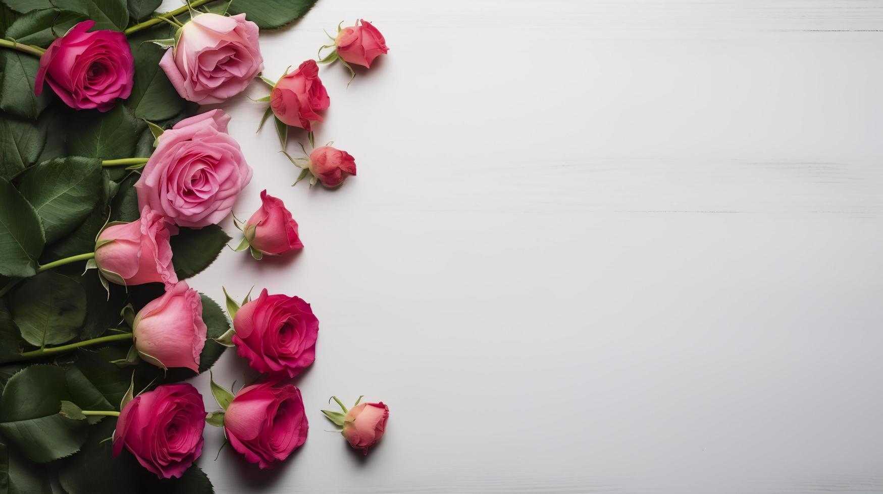 gratis foto Copiar espacio rosas flores, generar ai