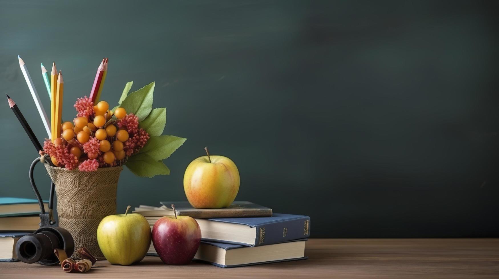 Free photo education day arrangement on a table with copy space, generat ai