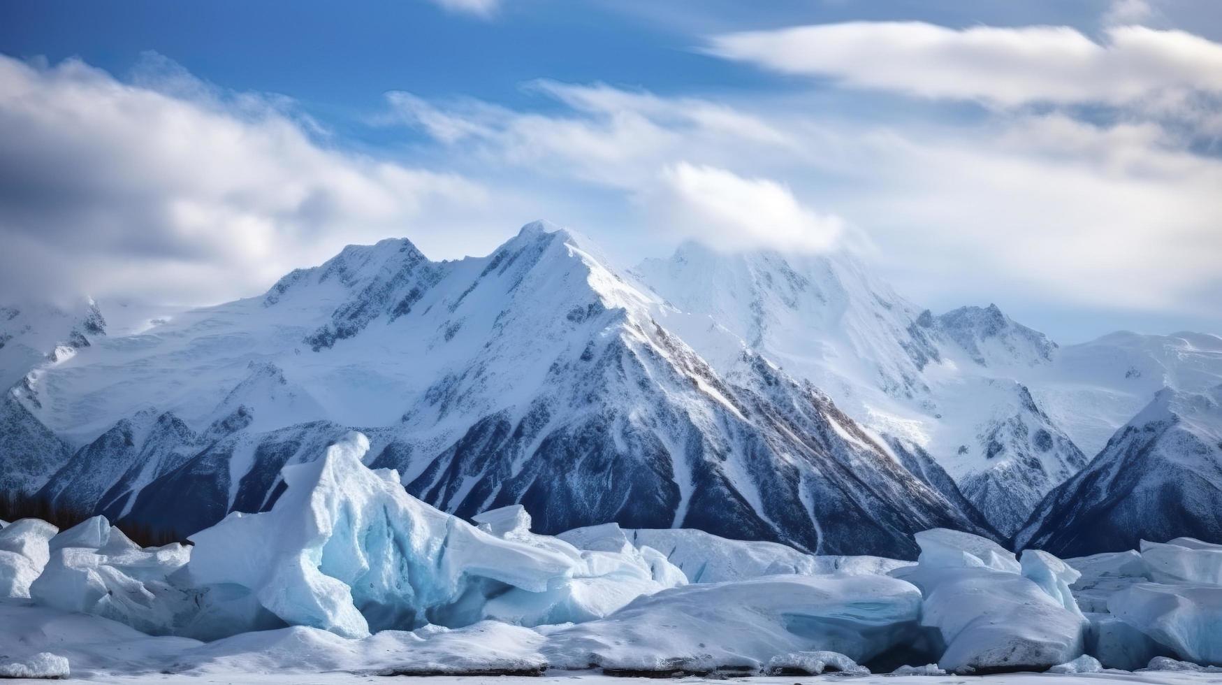 Beautiful snow capped mountains, generat ai photo