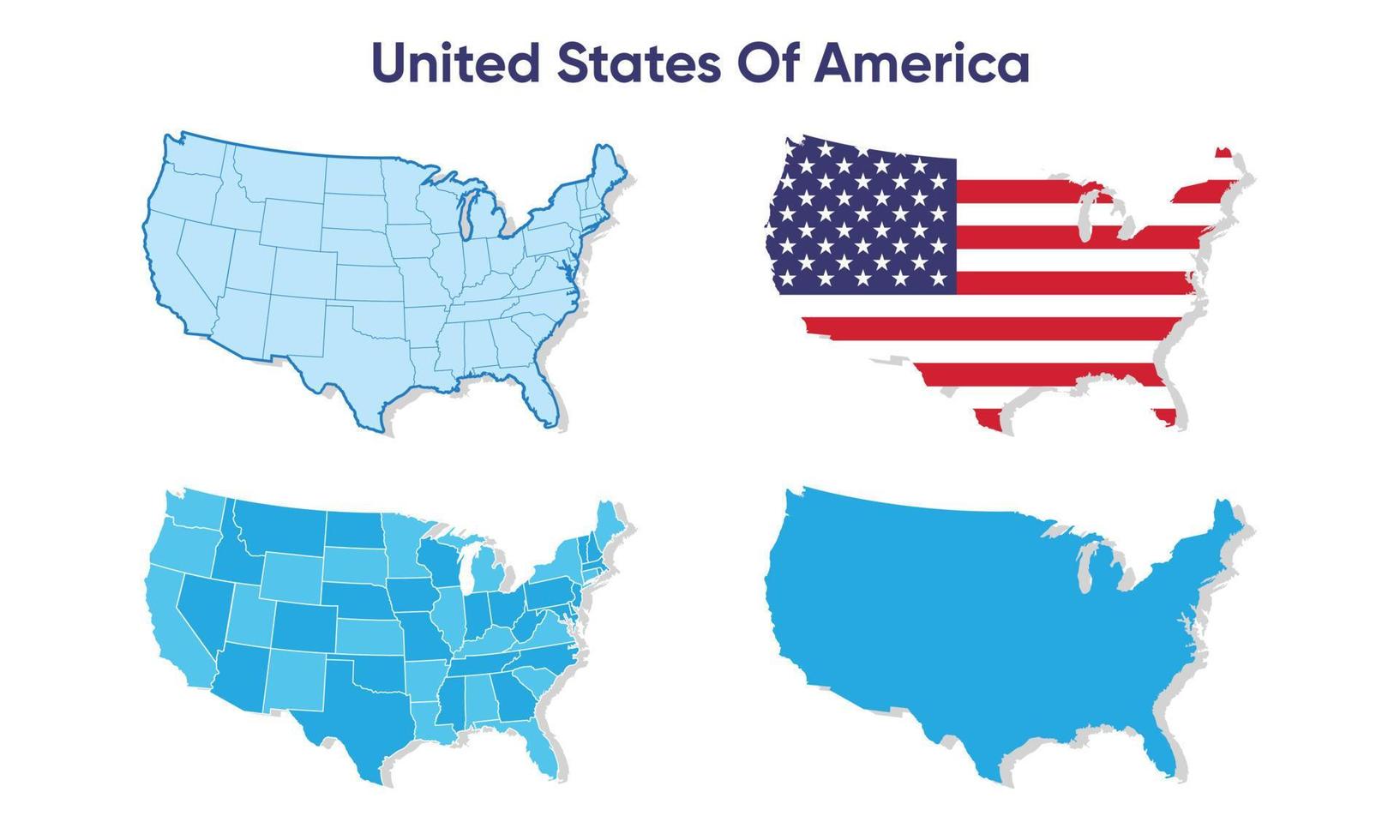 unido estados de America mapas sencillo vector ilustración conjunto Pro vector