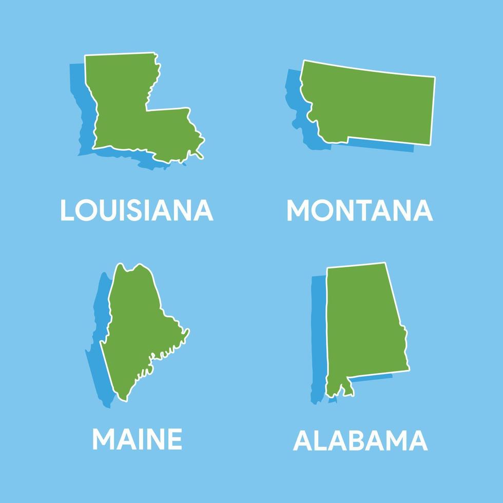 vector unido estados contorno mapa vector ilustración Luisiana mapa Alabama mapa Montana mapa