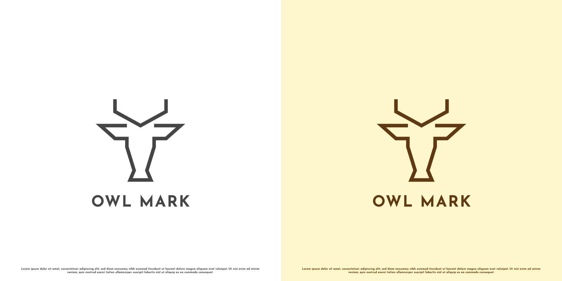 Owl mark logo design illustration. Flat minimalist monogram geometric owl silhouette simple nocturnal bird of prey animal. Flying owl symbol silhouette insignia. Suitable for animal web app icon. vector