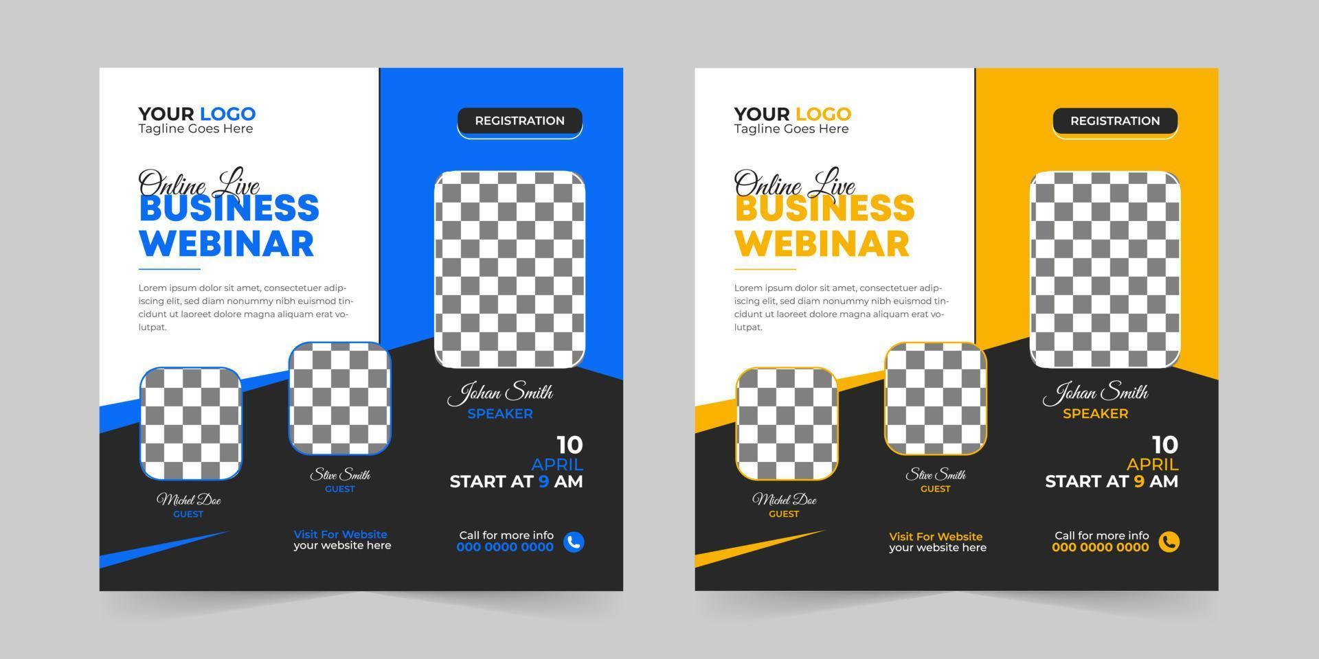 Editable business webinar conference square social media post and digital marketing promotion advertising banner design template vector