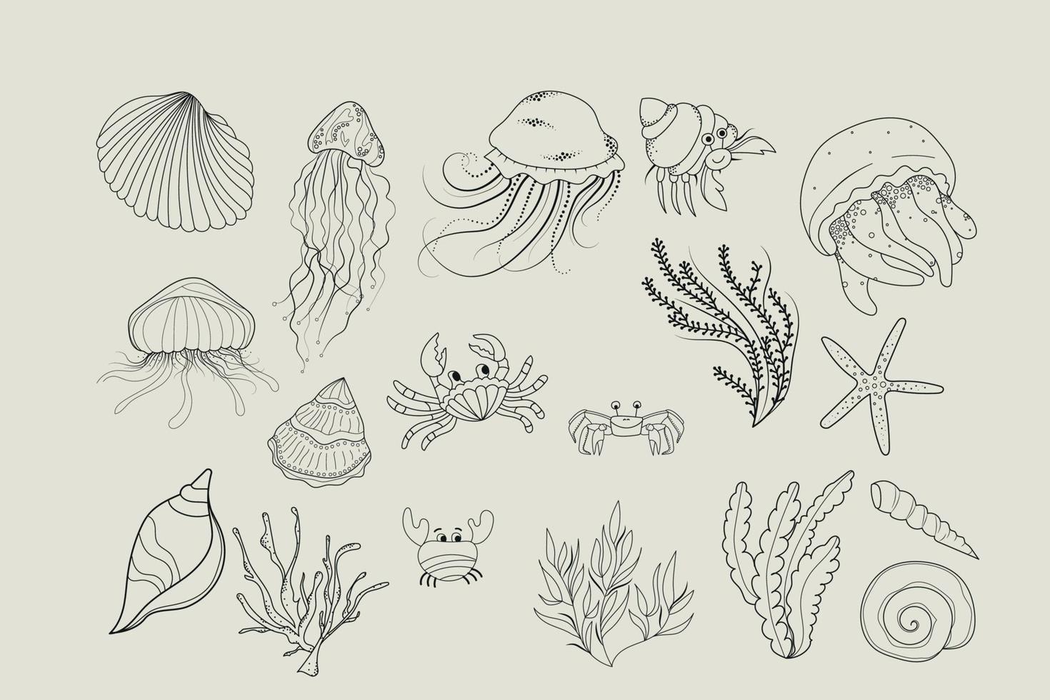 debajo el mar vector clipart conjunto