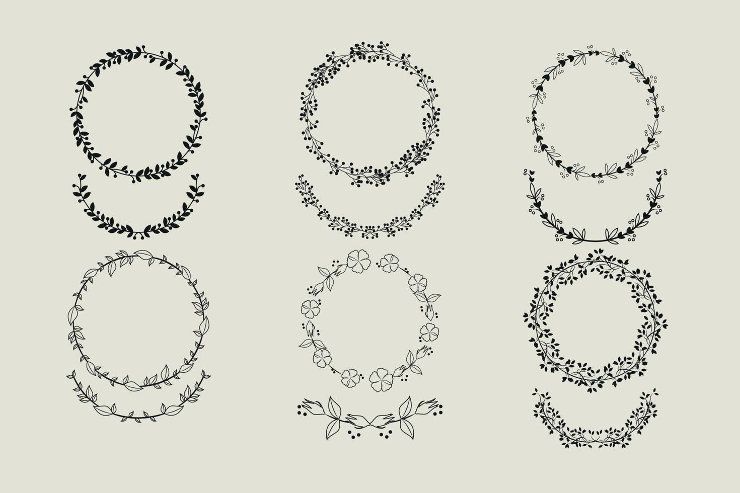 Wedding wreath and laurel detailed illustration vector