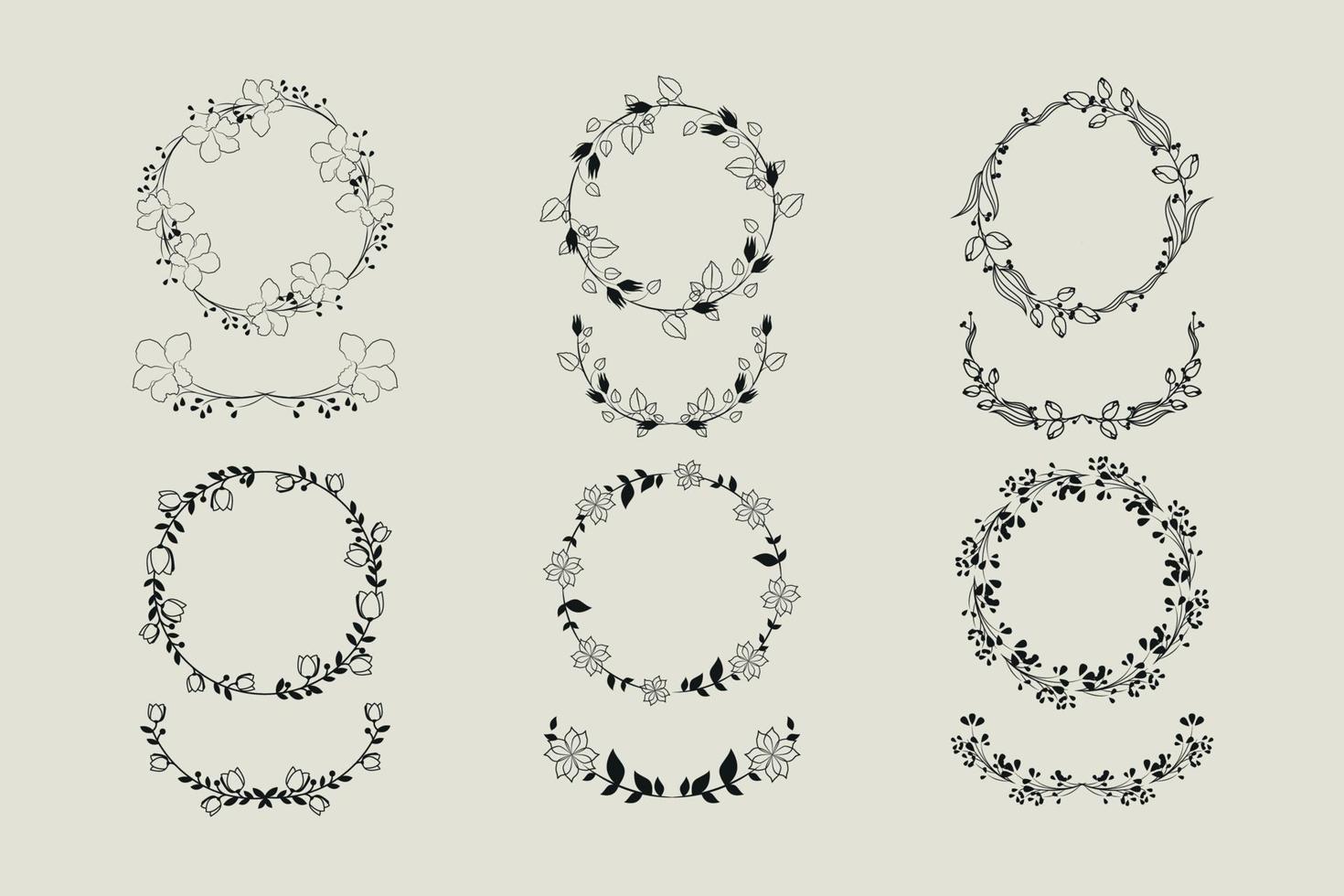 Wedding wreath and laurel detailed illustration vector