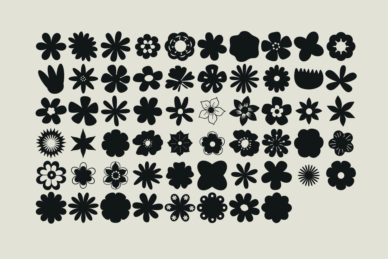 Simple floral clipart set including various flower illustrations vector