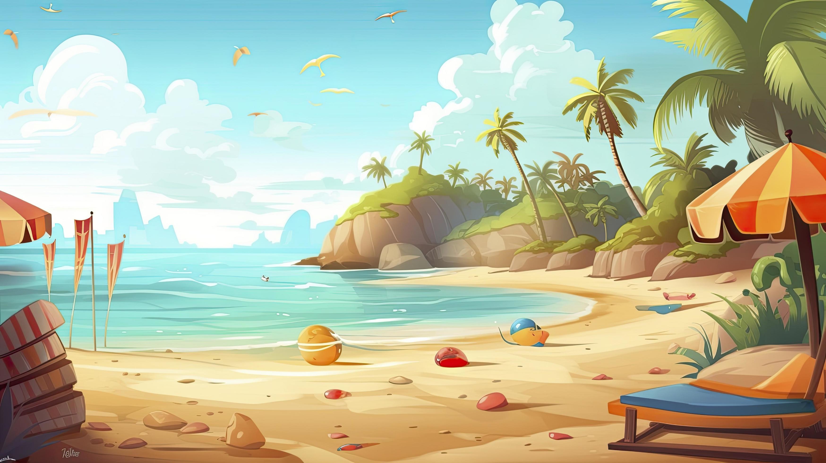 beach cartoon background wallpaper, generat ai 22712737 Stock Photo at ...