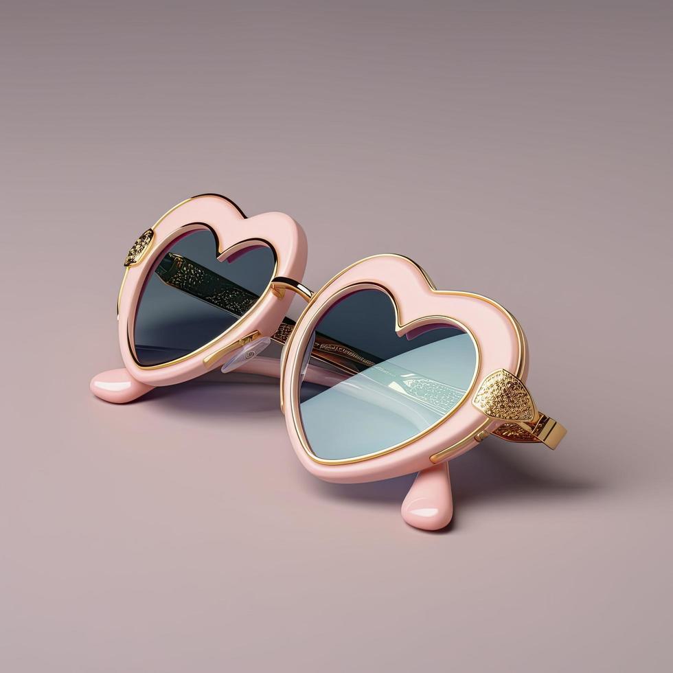 view of heart-shapes sunglasses, generat ai photo