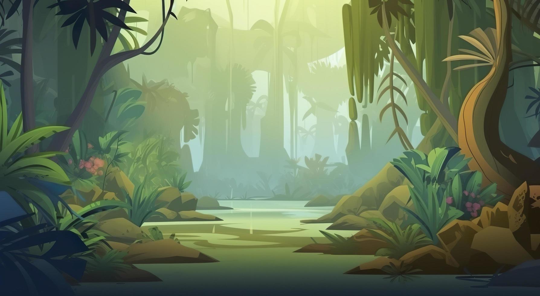 Jungle or rainforest landscape tropical forest, generat ai photo