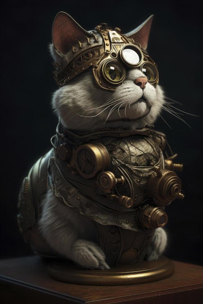steampunk cat, 3d render, octane render, Generate Ai photo