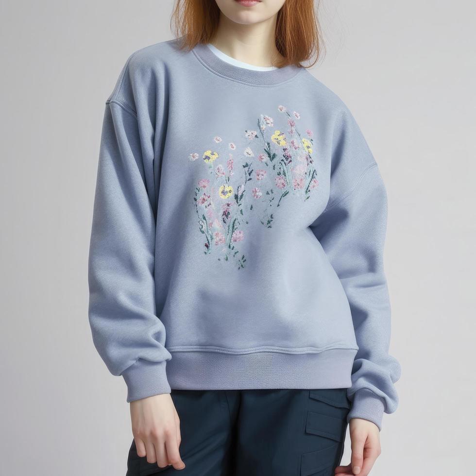 sweat-shirt with little floral design, generat ai photo