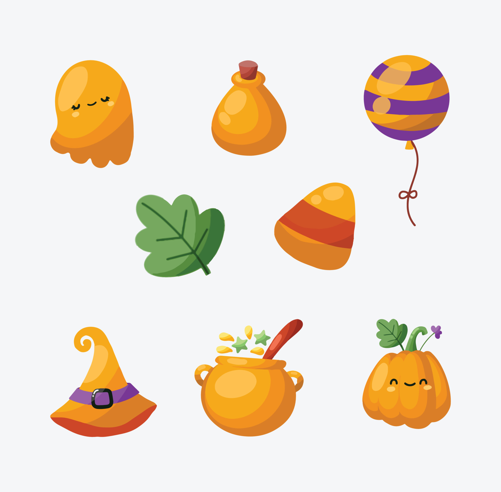 Cute Halloween Icons Vector 22713020 Vector Art at Vecteezy