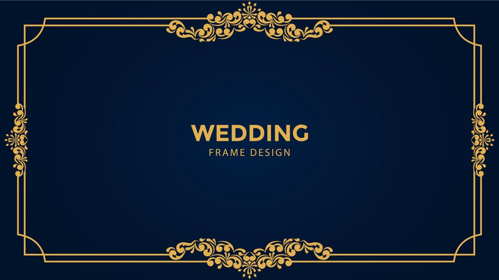 golden wedding frame vector