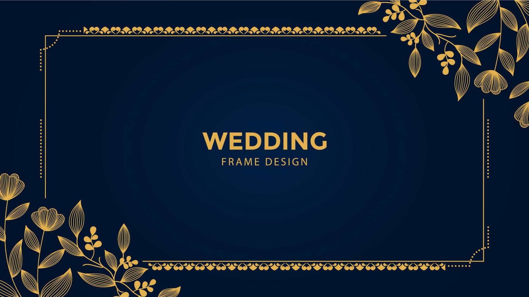 golden wedding frame vector