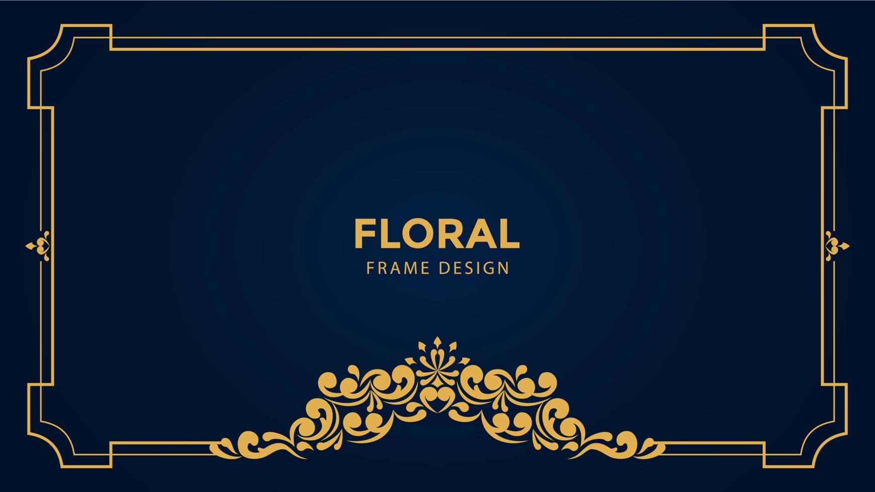 floral gold frame vector