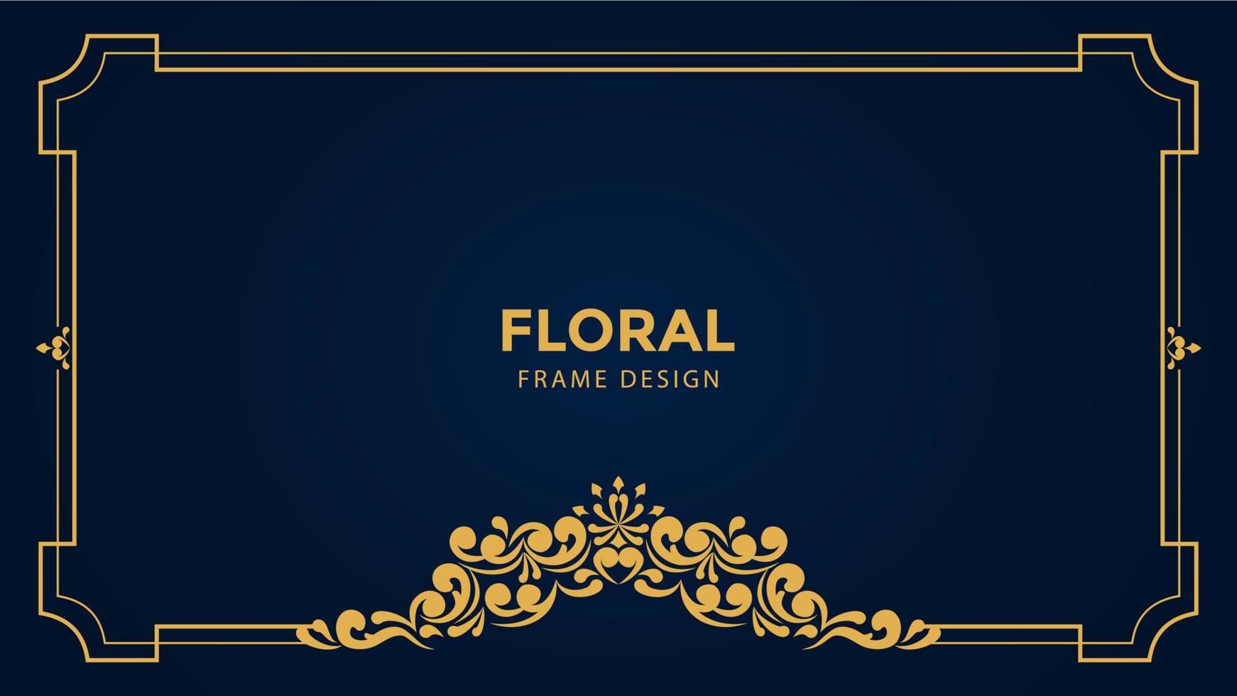 floral gold frame vector