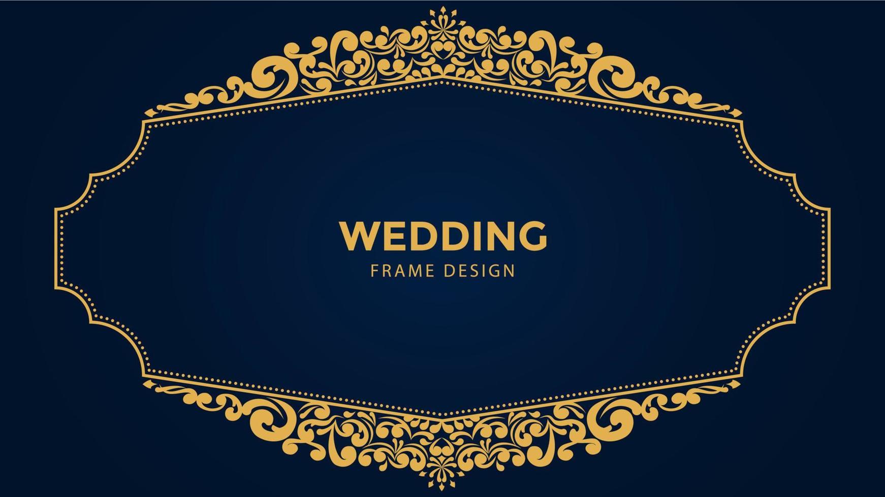 golden wedding frame vector