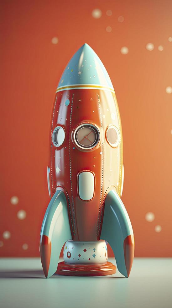 toy rocket launch on bright background, Generate Ai photo