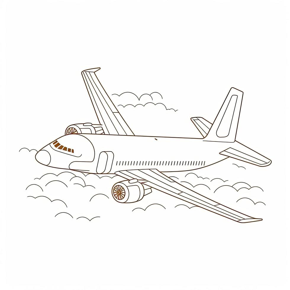 Outline airplain illustration, generat ai photo