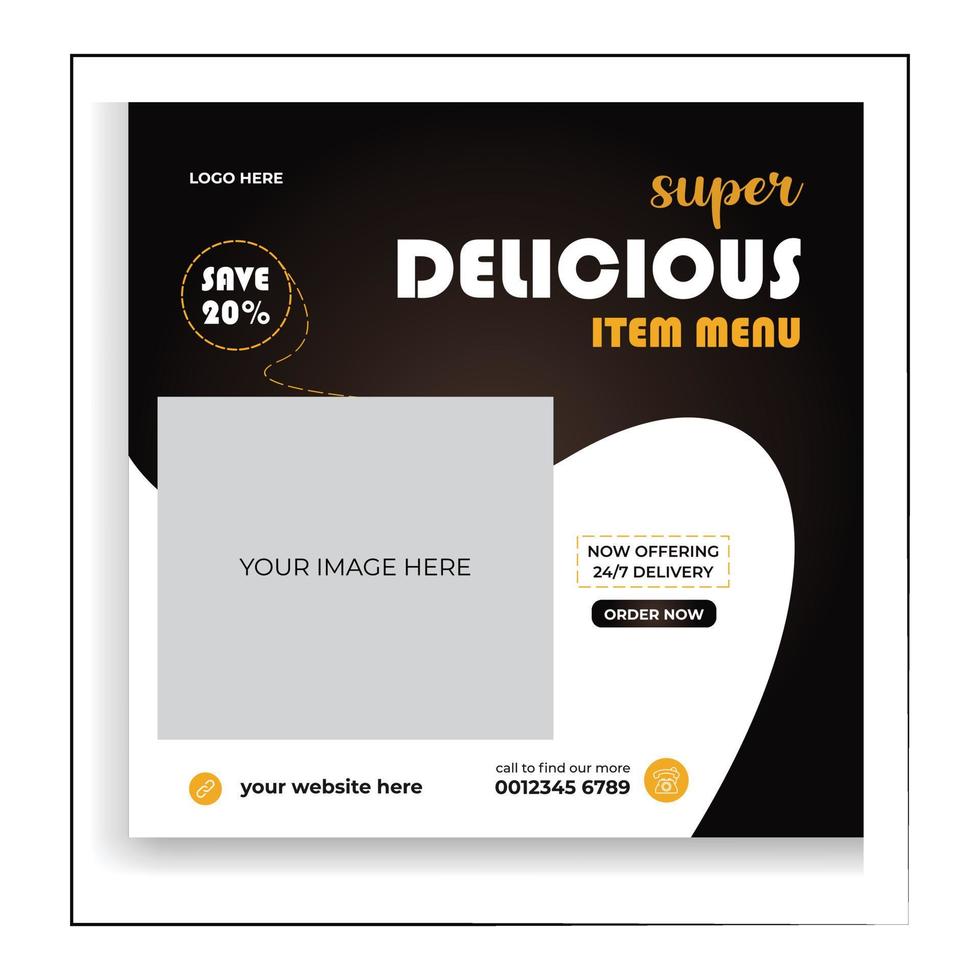 vector food menu and delicious pizza social media banner template