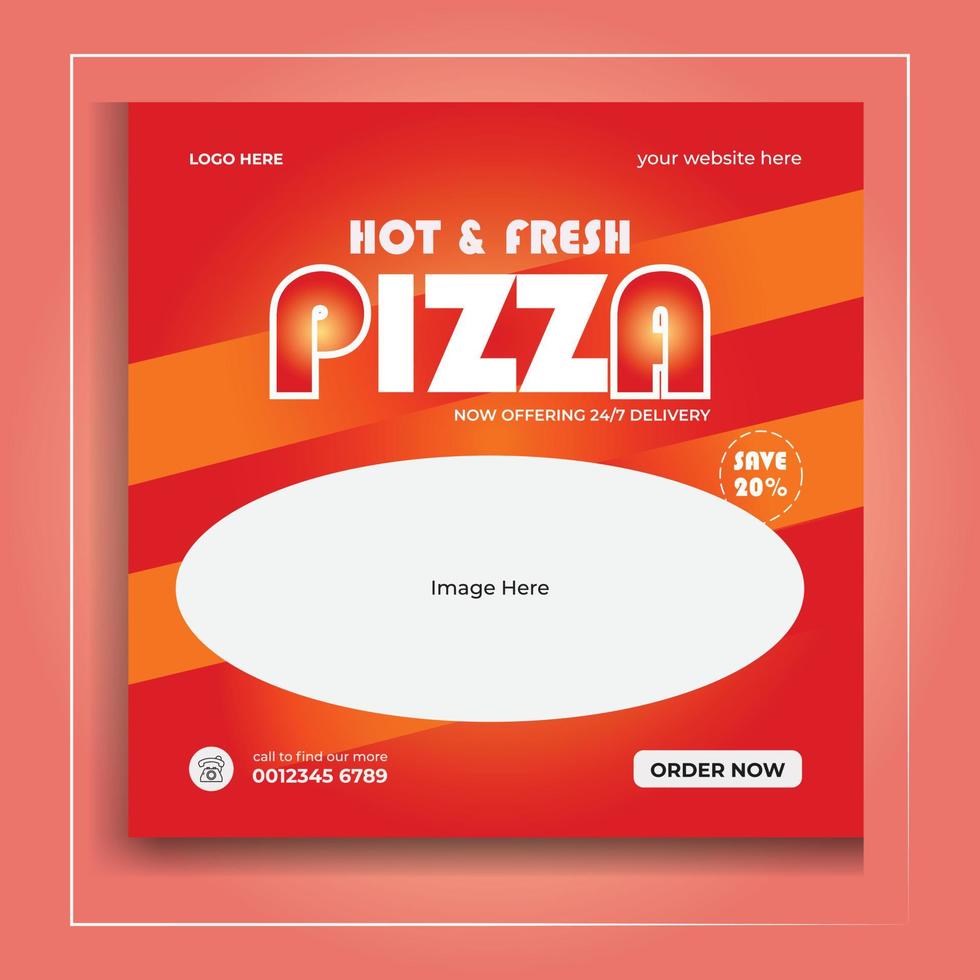 vector food menu and delicious pizza social media banner template