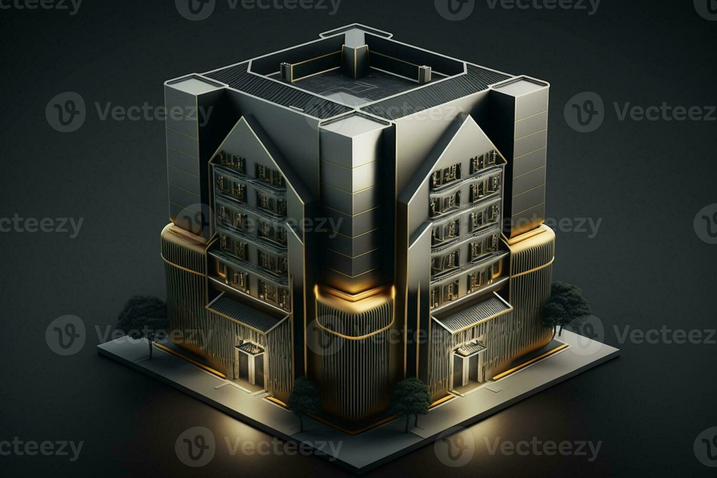 3D building Structure on a Surface, 3d real estate concept  AI-generated artwork photo