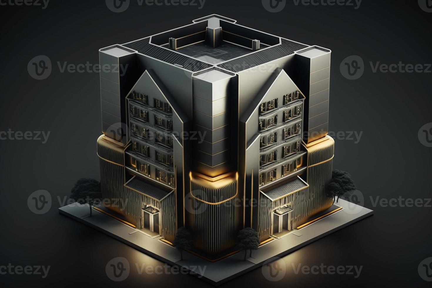 3D building Structure on a Surface, 3d real estate concept AI-generated