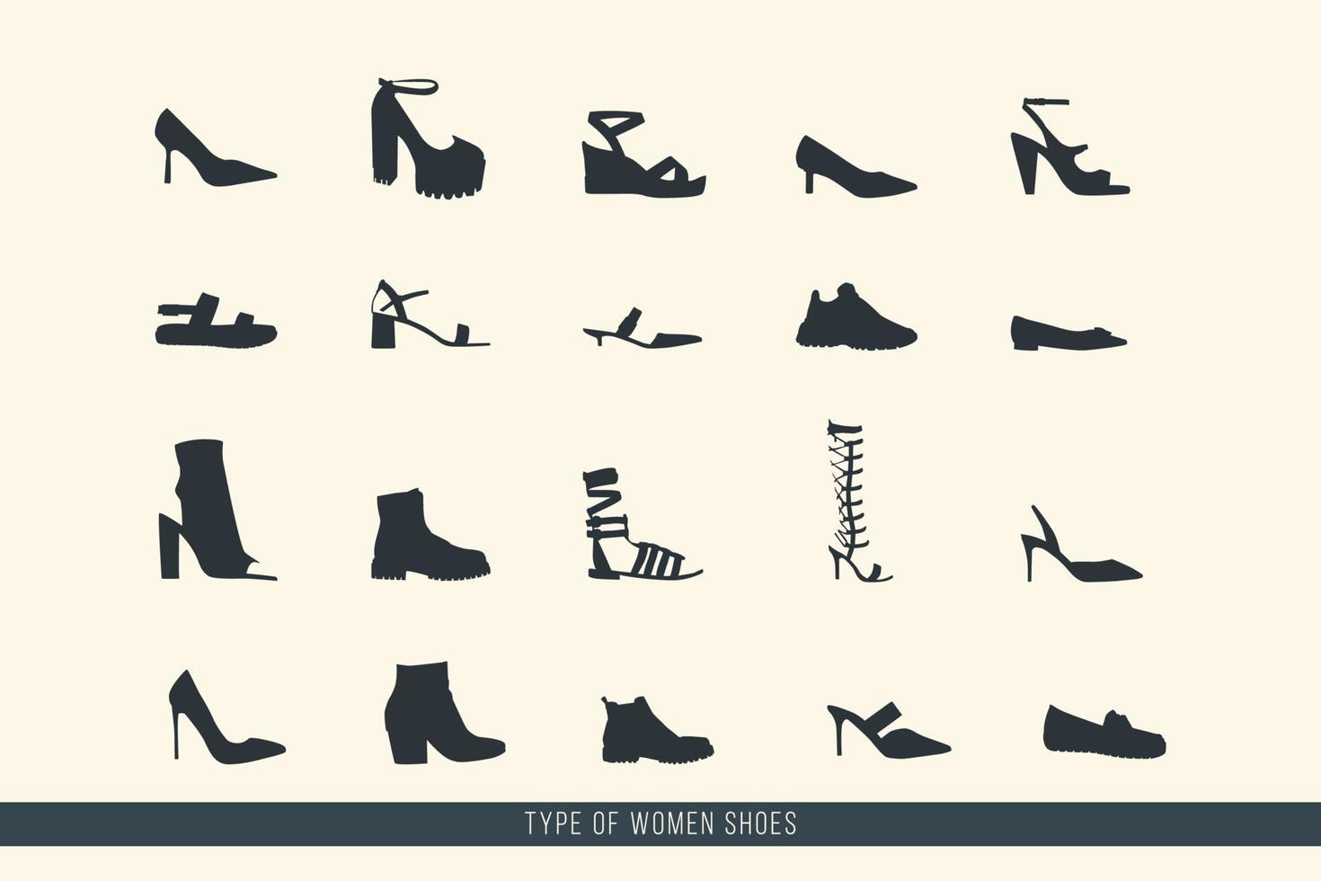 collection of women shoes vector