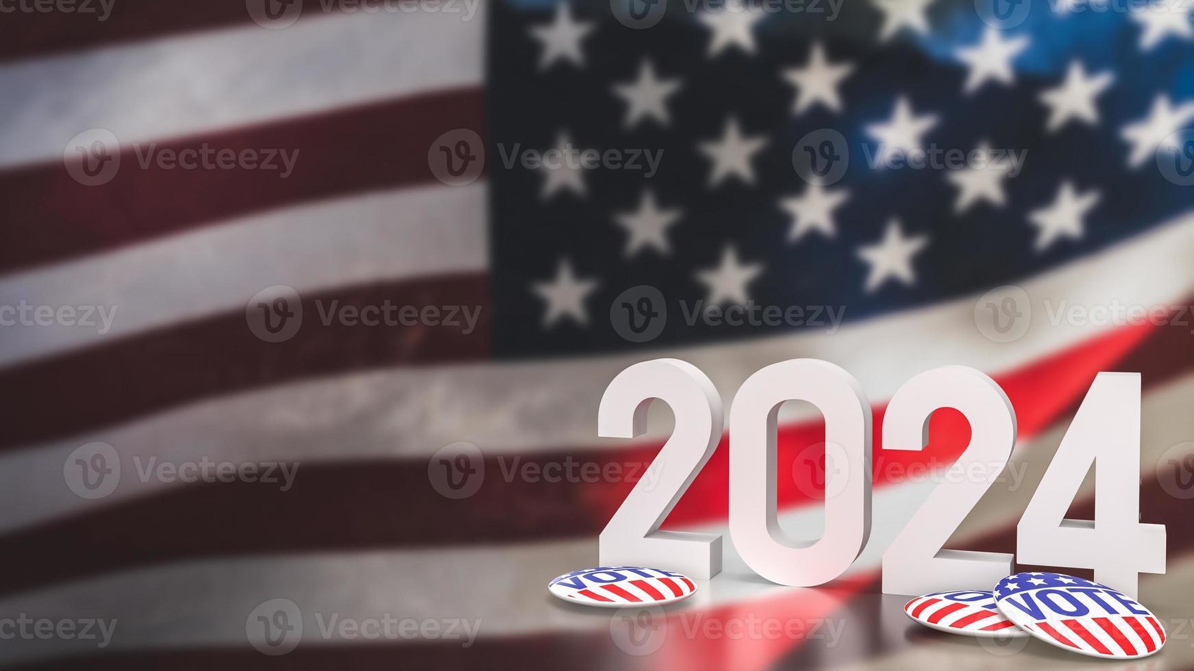el Estados Unidos bandera y 2024 para votar concepto 3d representación foto