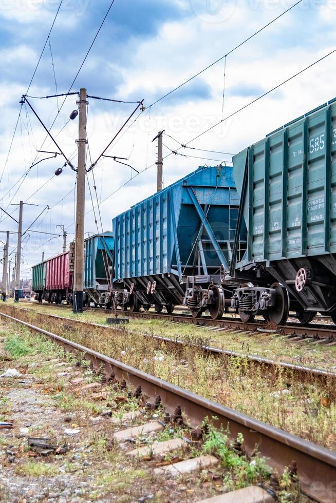 Photography to theme railway track after passing train on railroad photo