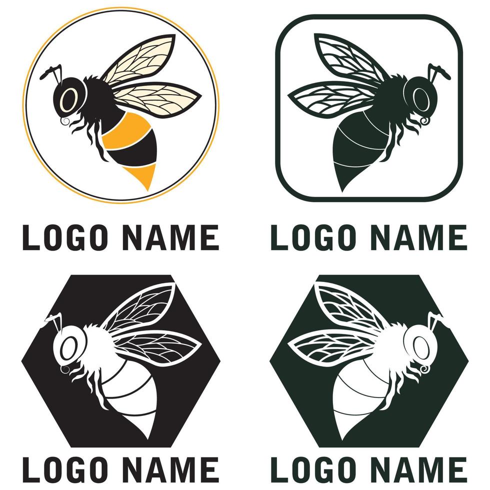bee logo illustrations design icon vector