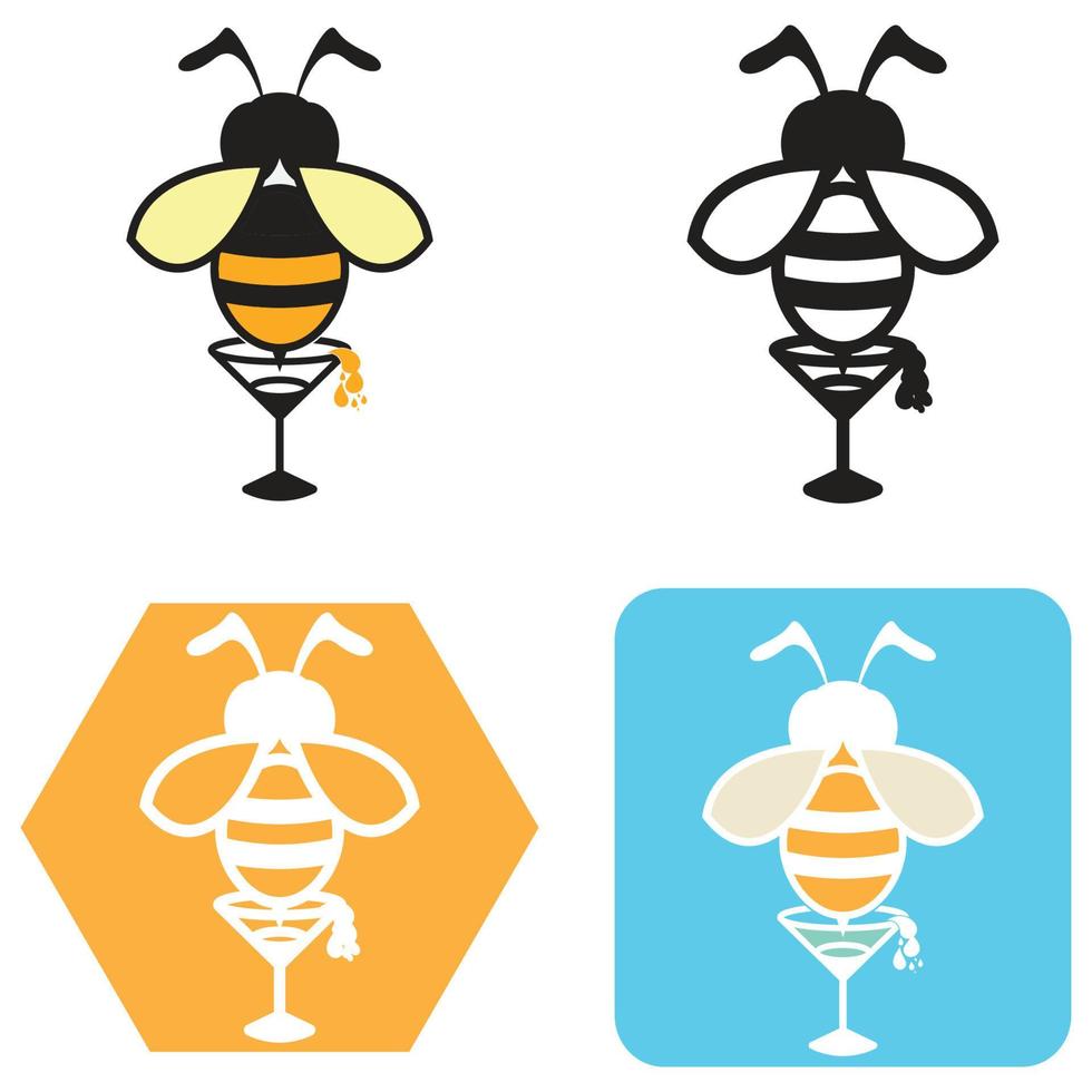 bee logo illustrations design icon vector