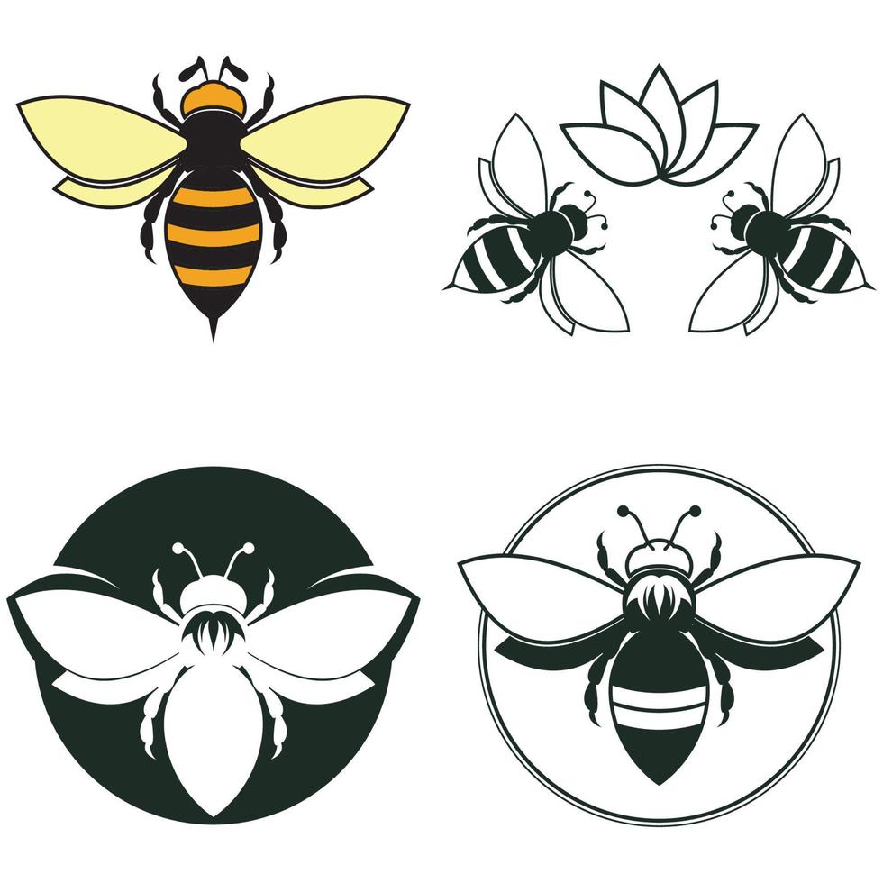 icono de diseño de ilustraciones de logotipo de abeja vector