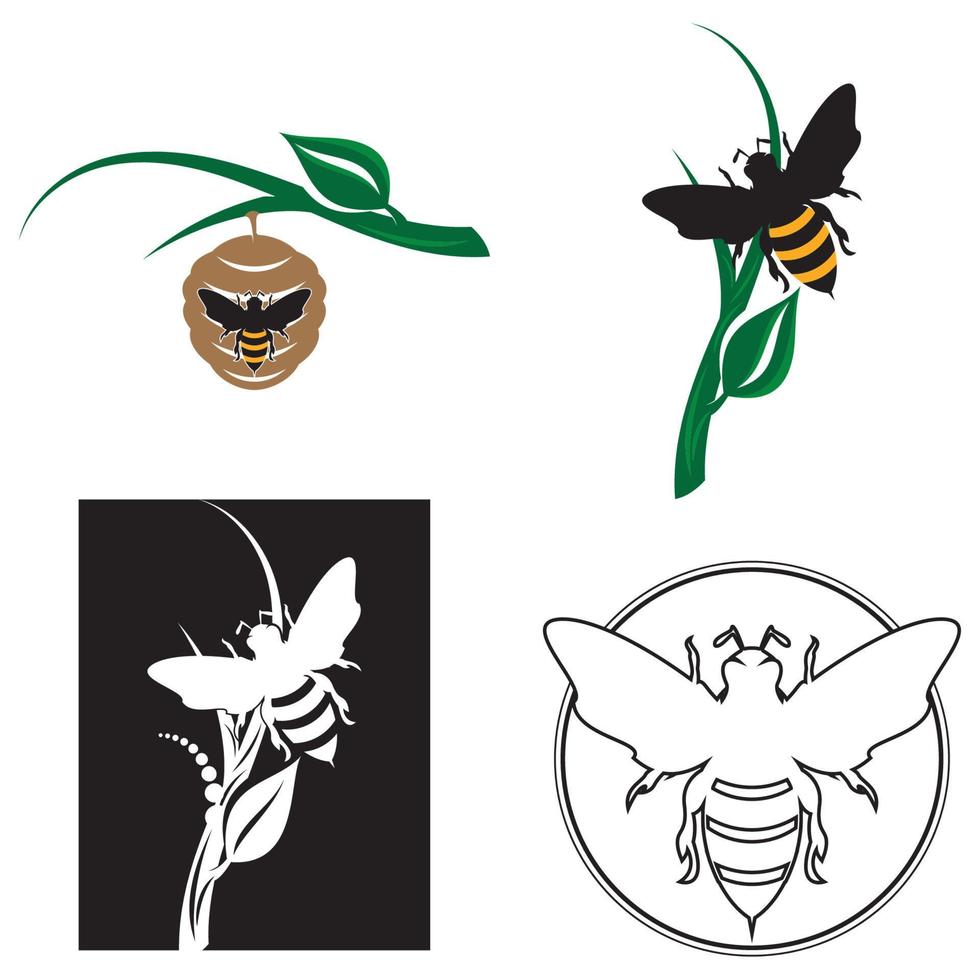 icono de diseño de ilustraciones de logotipo de abeja vector