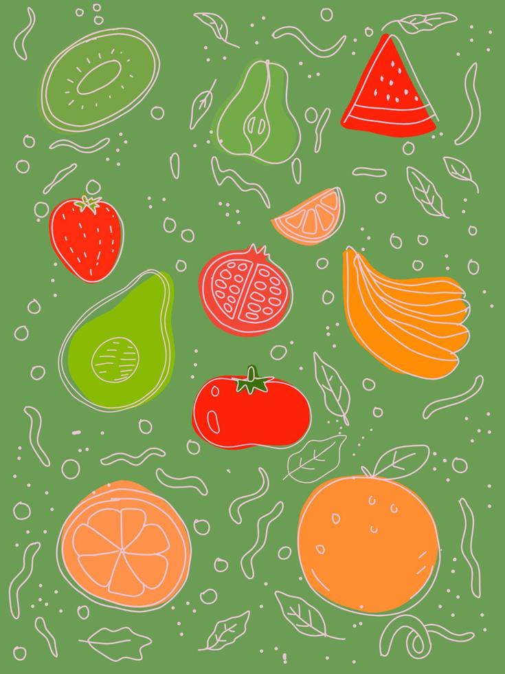 fresh fruit vector doodle hand drawn
