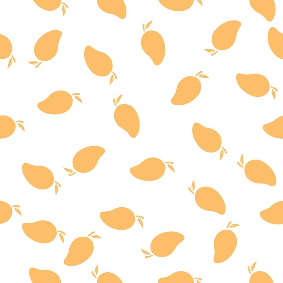 Flat mango fruit seamless pattern. Tropical fruits seamless pattern. Colorful vector summer seamless pattern with fruits illustration