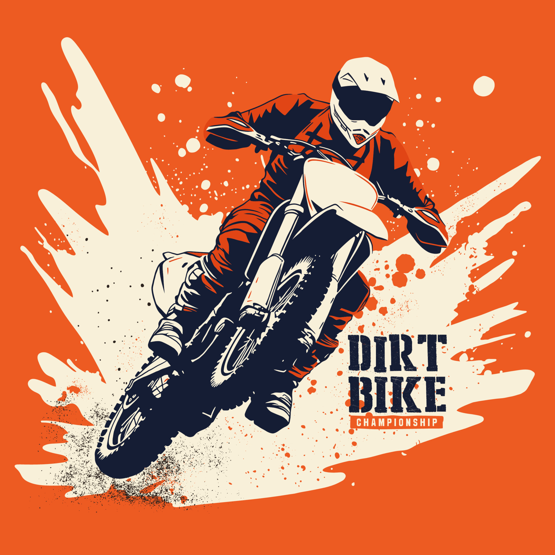 Rider participates motocross championship. Vector illustration.Rider