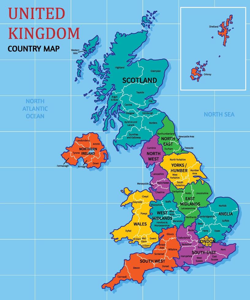 United Kingdom Country Map vector
