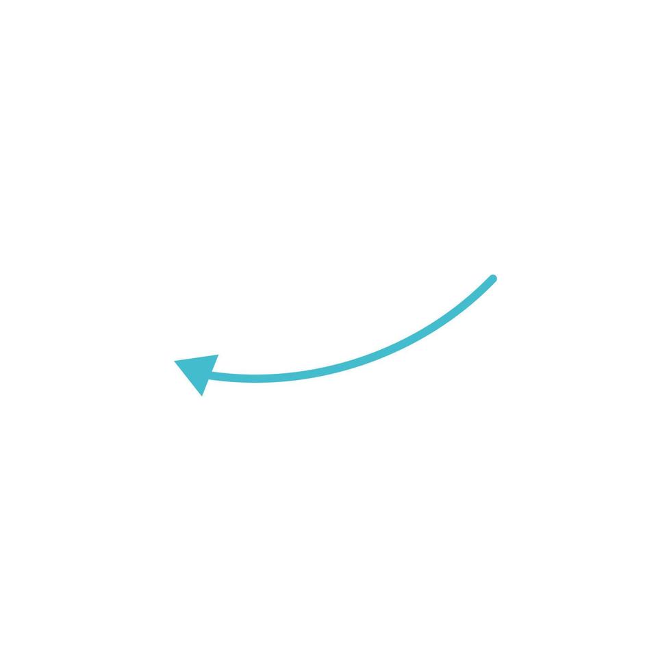 Vector hand drawn blue arrow. Doodle pointer isolated on white background.