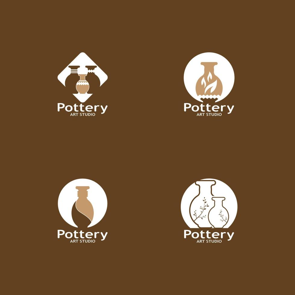 Pottery Art Studio Logo Vector Template Illustration