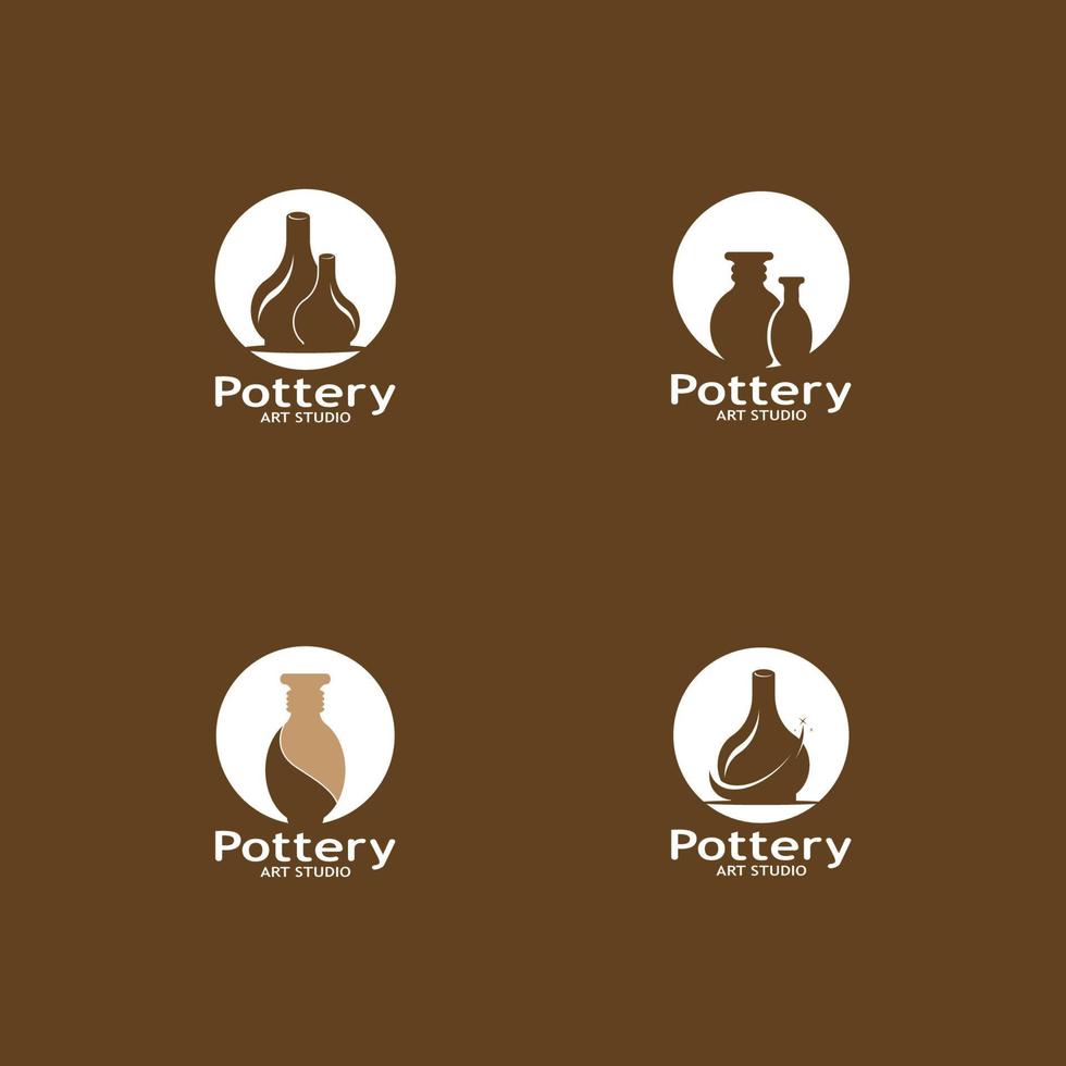 Pottery Art Studio Logo Vector Template Illustration