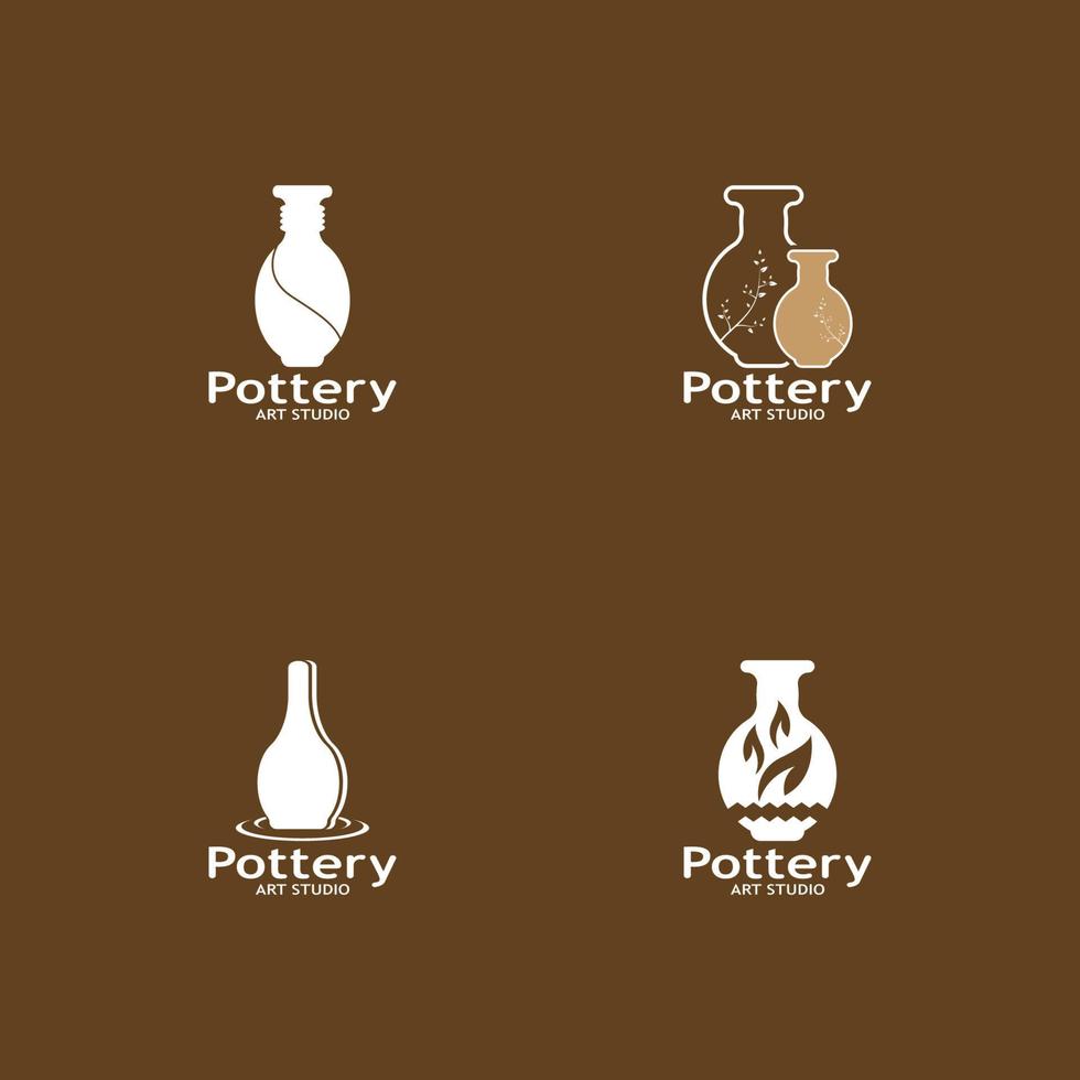 Pottery Art Studio Logo Vector Template Illustration