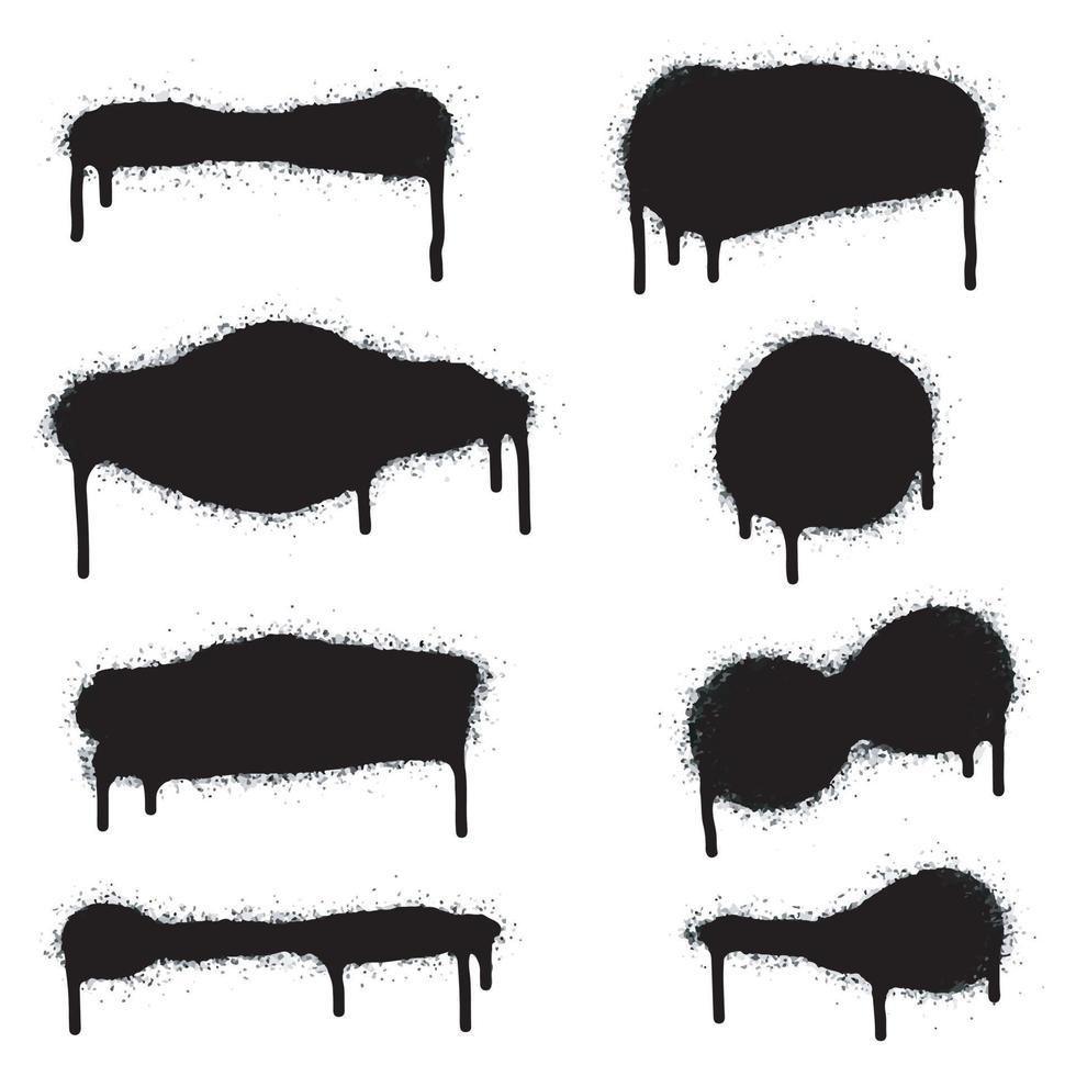 Set of graffiti Spray painted lines and Drips Black ink splatters isolated on white background. vector illustration.