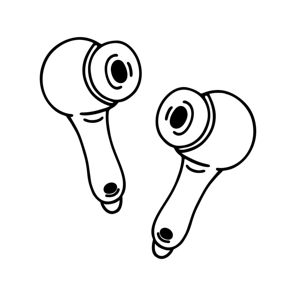 Wireless headphones vector icon. Modern gadget for listening to music, streaming, blogging. Portable handy device. Illustration isolated on white. Simple doodle, line art. Clipart for logo, apps, web