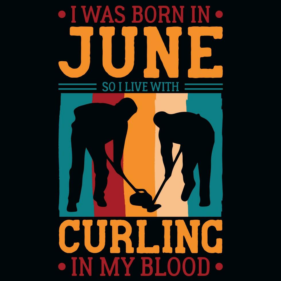 Curling vintages tshirt design vector