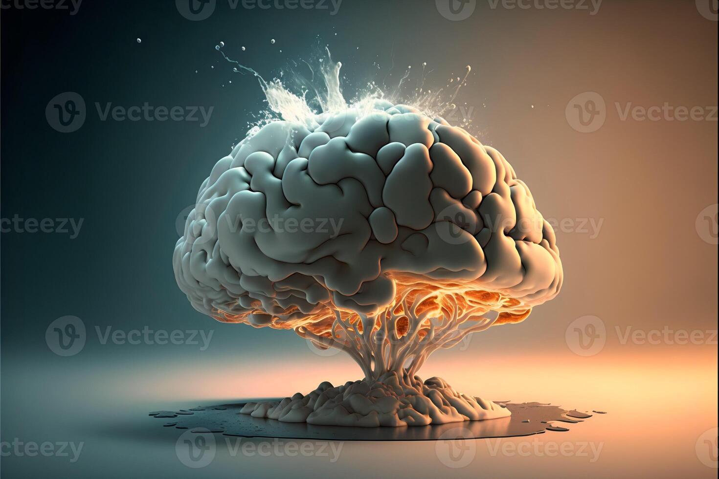 Human brain.Concept thinking, neurons activation.. photo