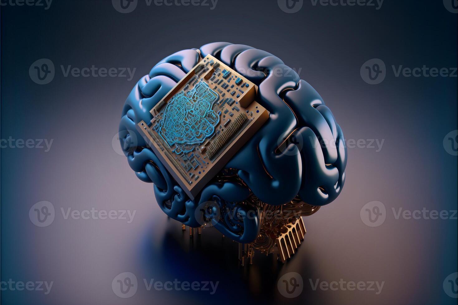 Human brain with neural interface.Artificial intelligence concept.. photo